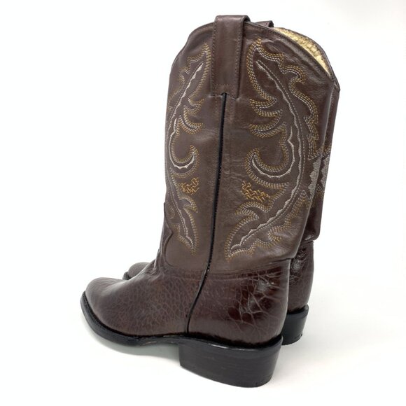 Darios Boots Size 27 Brown Leather Western Cowboy Boots Almond Toe Block Heel - Picture 8 of 10